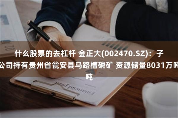 什么股票的去杠杆 金正大(002470.SZ)：子公司持有贵州省瓮安县马路槽磷矿 资源储量8031万吨